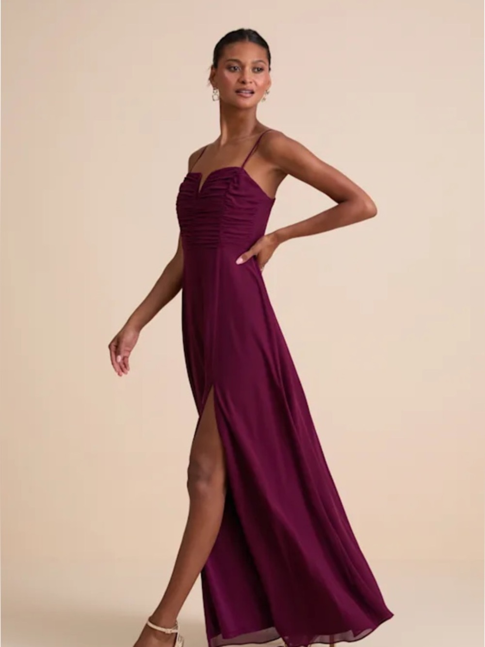 Lulus Sweeney Plum Spaghetti Strap Maxi Dress in Deep Plum. NWT .  Never worn